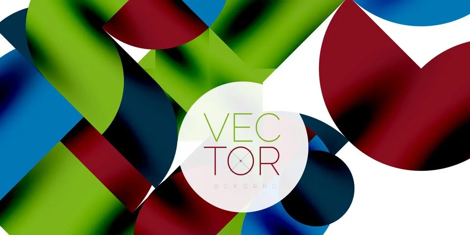 Tech minimal circular shapes geometric art. Vector modern circles Illustrazione stock