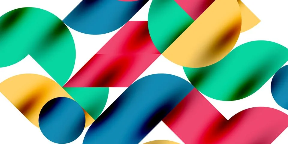 Tech minimal circular shapes geometric art. Vector modern circles Stock Illustration