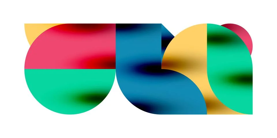 Tech minimal circular shapes geometric art. Vector modern circles Stock Illustration