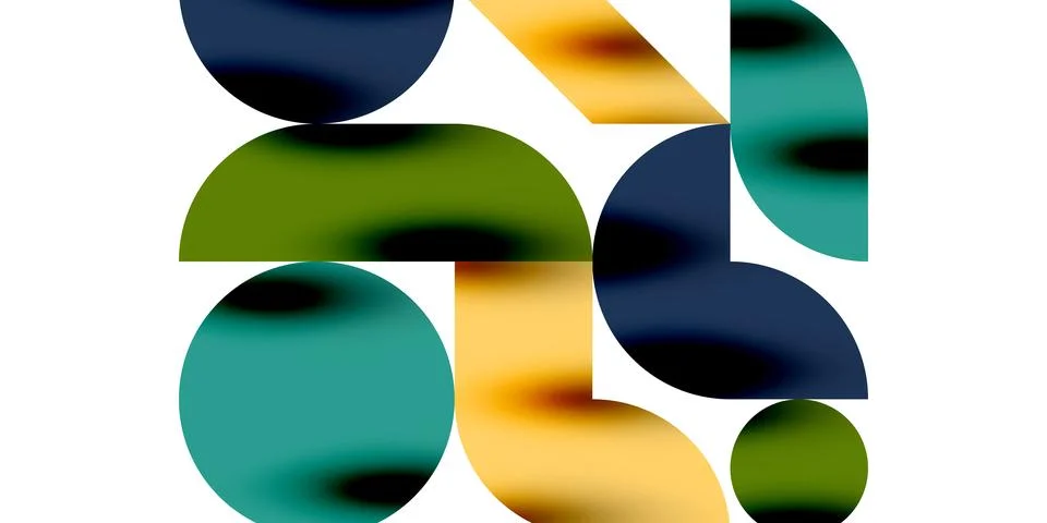 Tech minimal circular shapes geometric art. Vector modern circles Stock Illustration