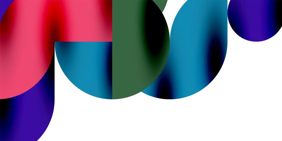 Tech minimal circular shapes geometric art. Vector modern circles Stock Illustration