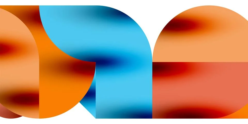 Tech minimal circular shapes geometric art. Vector modern circles Stock Illustration