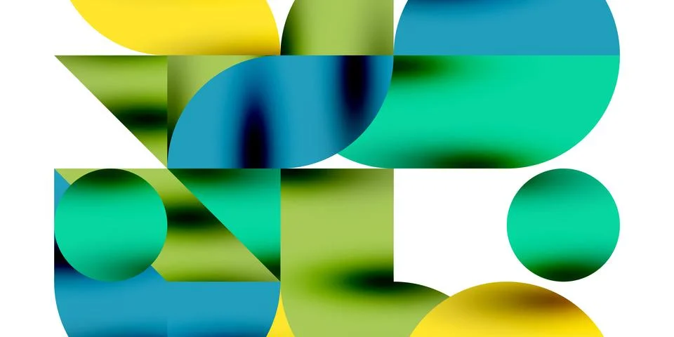 Tech minimal circular shapes geometric art. Vector modern circles Illustrazione stock