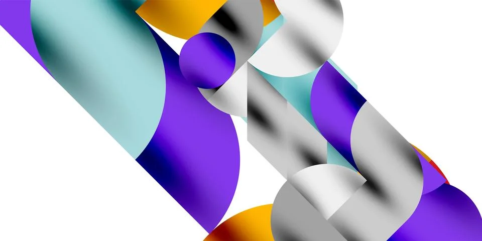 Tech minimal circular shapes geometric art. Vector modern circles Stock Illustration