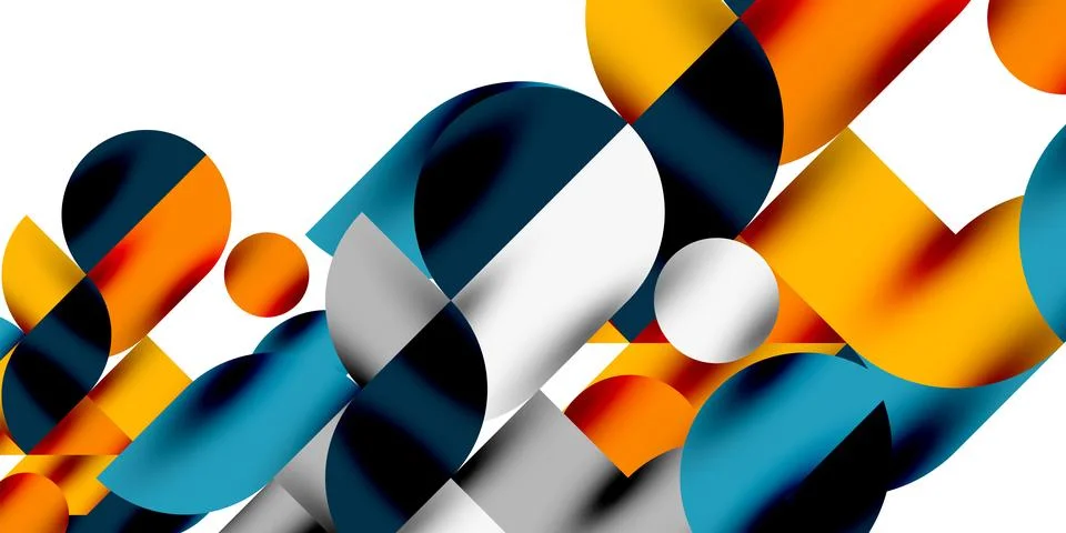 Tech minimal circular shapes geometric art. Vector modern circles Stock Illustration