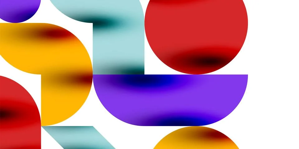 Tech minimal circular shapes geometric art. Vector modern circles Stock Illustration