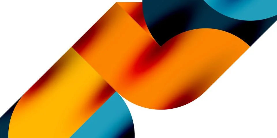 Tech minimal circular shapes geometric art. Vector modern circles Stock Illustration
