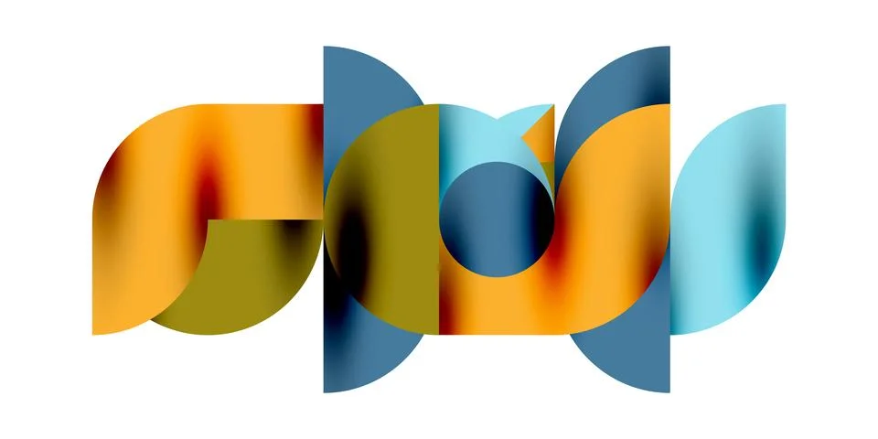 Tech minimal circular shapes geometric art. Vector modern circles Illustrazione stock