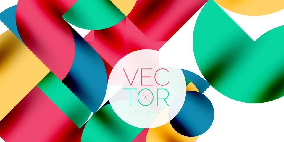 Tech minimal circular shapes geometric art. Vector modern circles Illustrazione stock