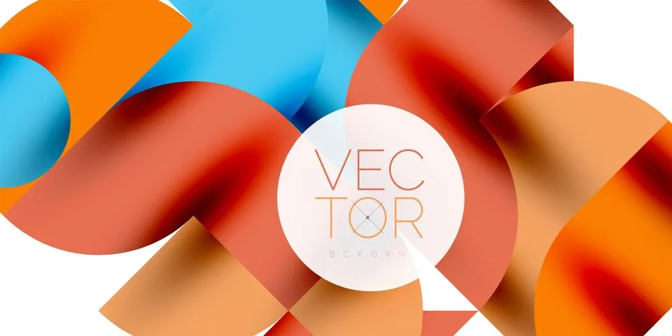 Tech minimal circular shapes geometric art. Vector modern circles Illustrazione stock