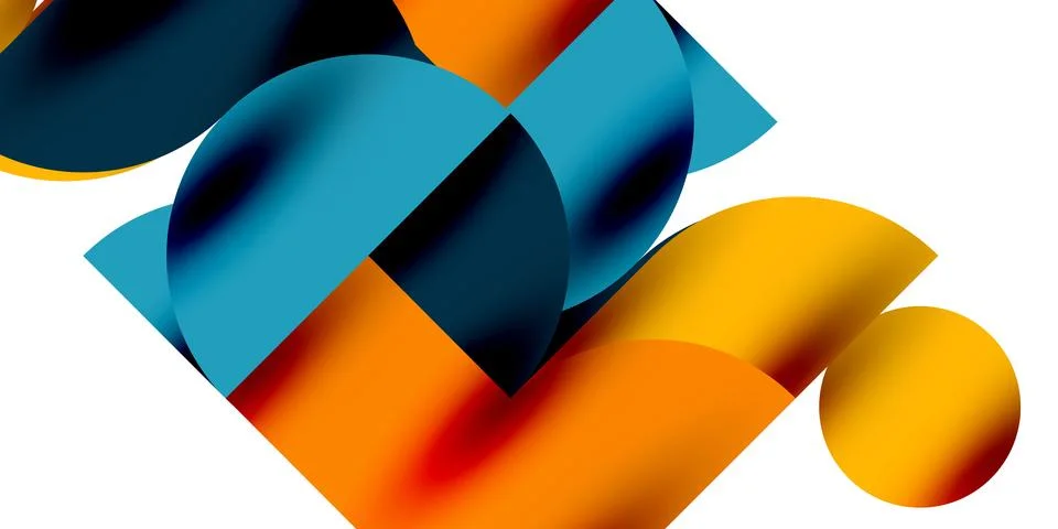 Tech minimal circular shapes geometric art. Vector modern circles Illustrazione stock