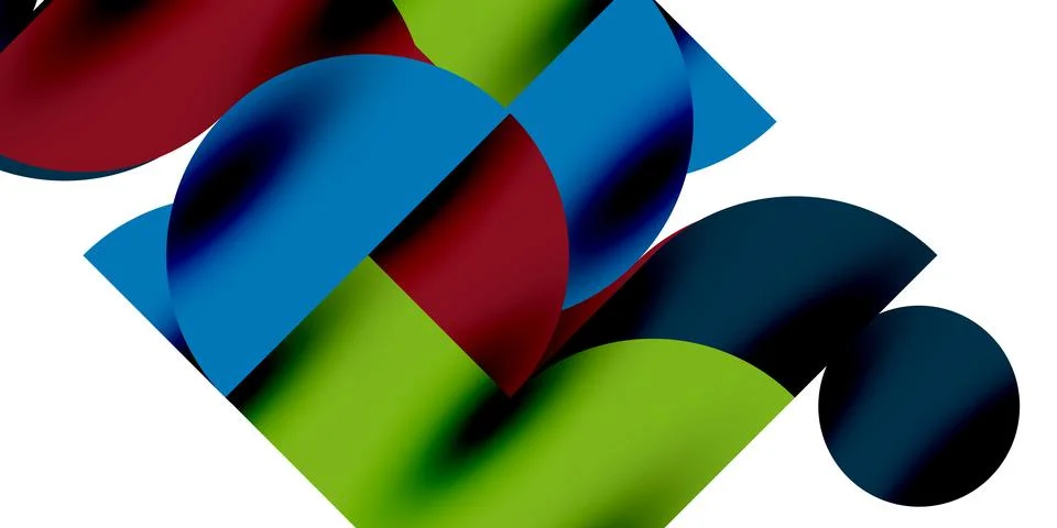 Tech minimal circular shapes geometric art. Vector modern circles 스톡 일러스트