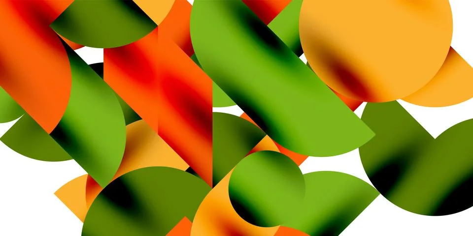 Tech minimal circular shapes geometric art. Vector modern circles Illustrazione stock