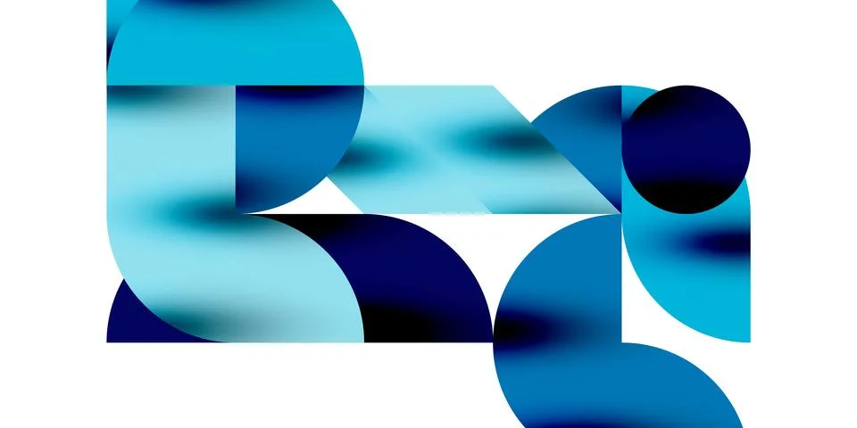 Tech minimal circular shapes geometric art. Vector modern circles Illustrazione stock