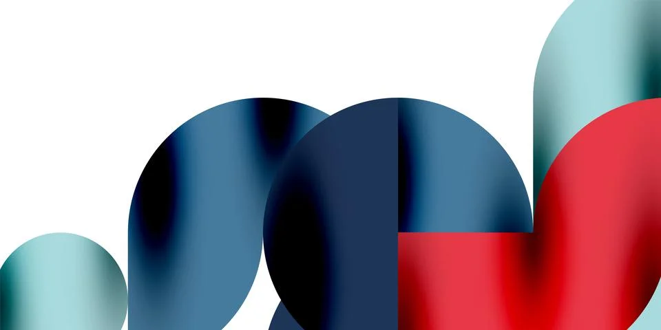 Tech minimal circular shapes geometric art. Vector modern circles Stock Illustration