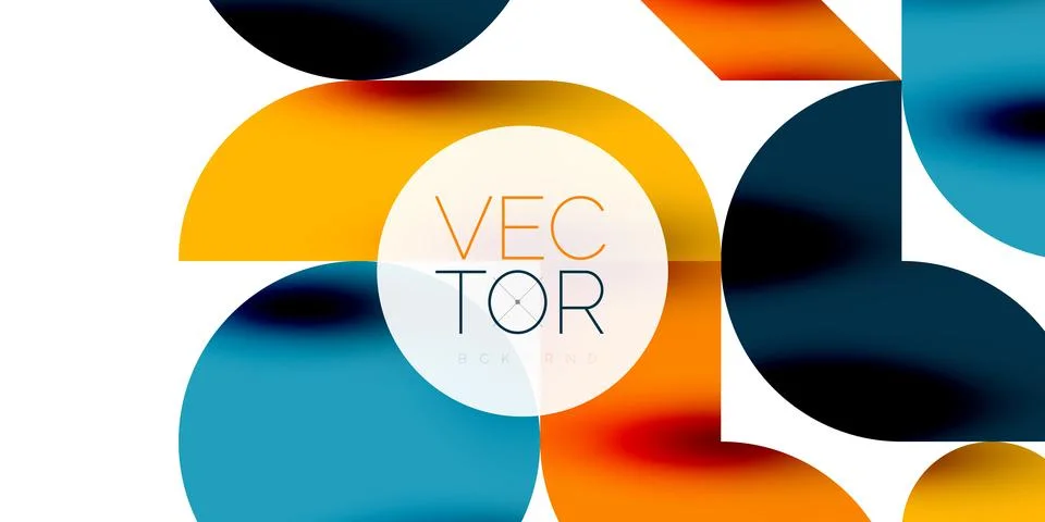 Tech minimal circular shapes geometric art. Vector modern circles Stock Illustration