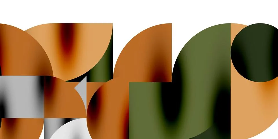 Tech minimal circular shapes geometric art. Vector modern circles Illustrazione stock