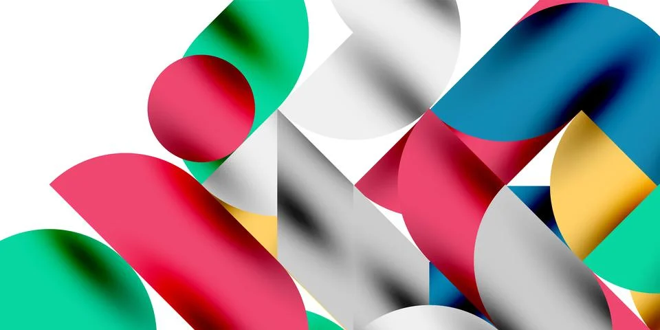 Tech minimal circular shapes geometric art. Vector modern circles Illustrazione stock