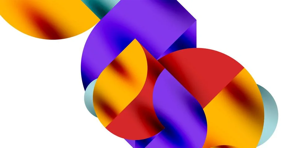 Tech minimal circular shapes geometric art. Vector modern circles Illustrazione stock
