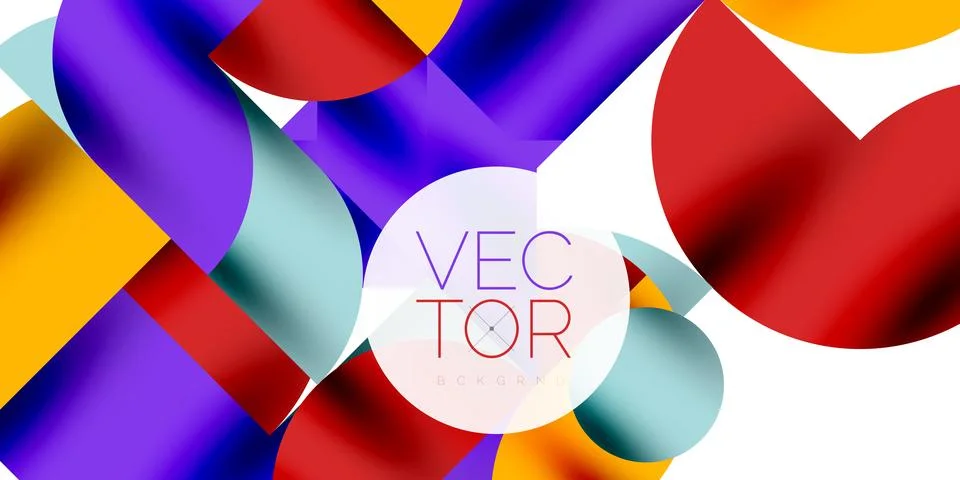 Tech minimal circular shapes geometric art. Vector modern circles Illustrazione stock
