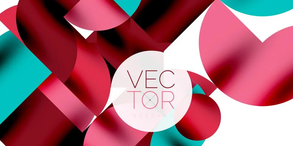 Tech minimal circular shapes geometric art. Vector modern circles Illustrazione stock