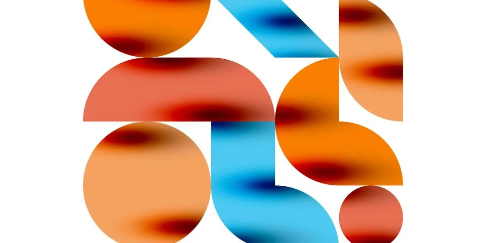 Tech minimal circular shapes geometric art. Vector modern circles 库存插图