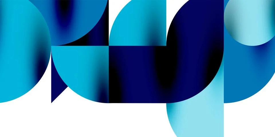 Tech minimal circular shapes geometric art. Vector modern circles Illustrazione stock