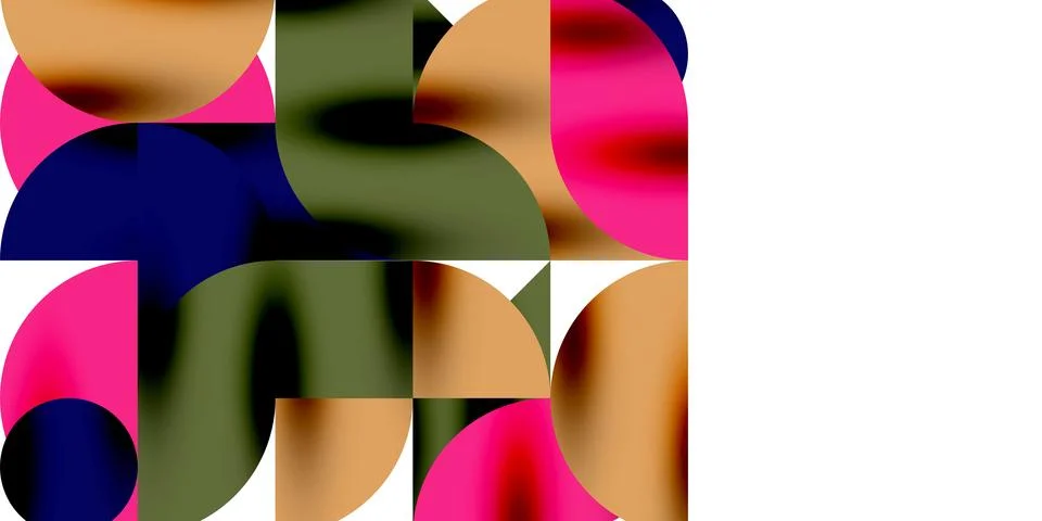 Tech minimal circular shapes geometric art. Vector modern circles Stock Illustration