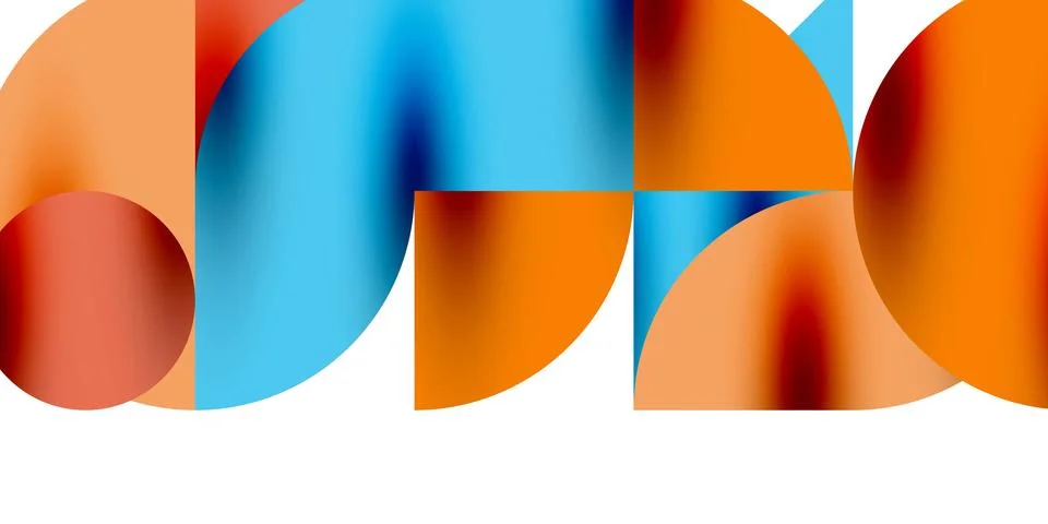 Tech minimal circular shapes geometric art. Vector modern circles Stock Illustration