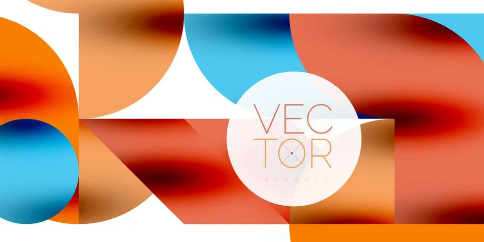Tech minimal circular shapes geometric art. Vector modern circles Stock Illustration