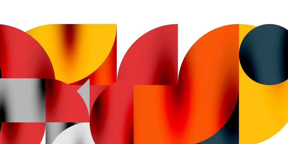 Tech minimal circular shapes geometric art. Vector modern circles Illustrazione stock