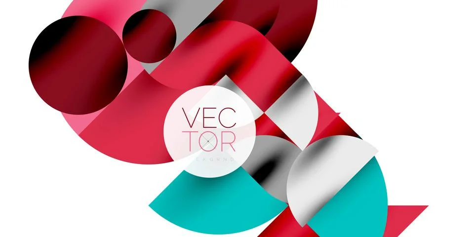 Tech minimal circular shapes geometric art. Vector modern circles Stock Illustration
