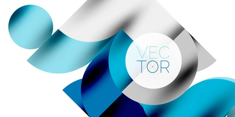 Tech minimal circular shapes geometric art. Vector modern circles Illustrazione stock