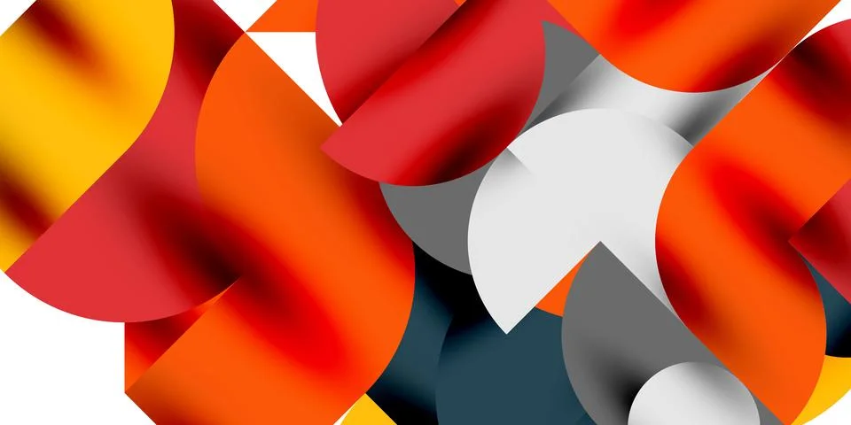 Tech minimal circular shapes geometric art. Vector modern circles Illustrazione stock