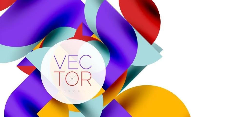 Tech minimal circular shapes geometric art. Vector modern circles Stock Illustration