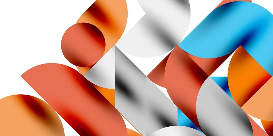 Tech minimal circular shapes geometric art. Vector modern circles 스톡 일러스트