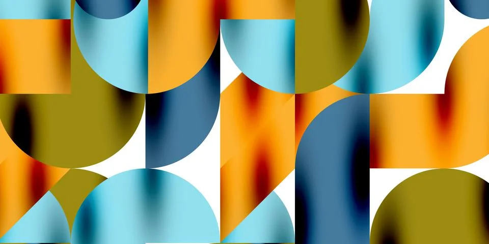Tech minimal circular shapes geometric art. Vector modern circles Illustrazione stock