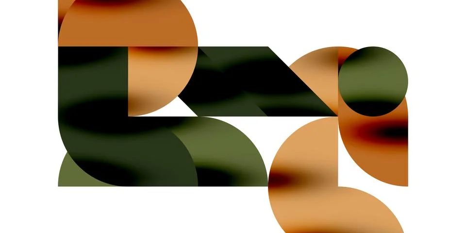 Tech minimal circular shapes geometric art. Vector modern circles Stock Illustration