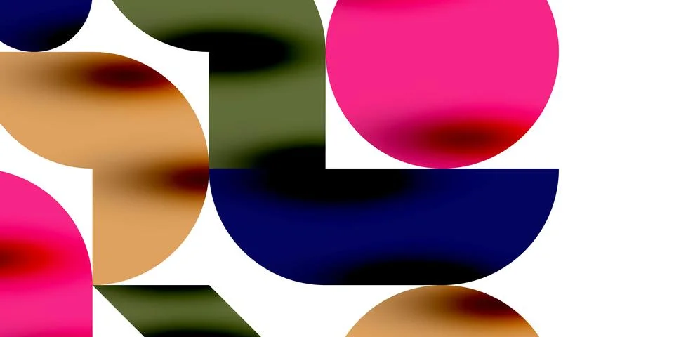 Tech minimal circular shapes geometric art. Vector modern circles Stock Illustration