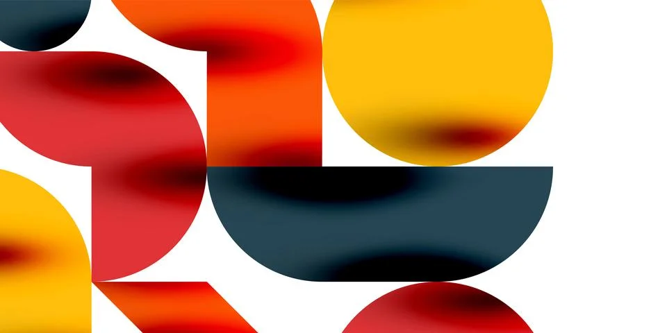 Tech minimal circular shapes geometric art. Vector modern circles Stock Illustration