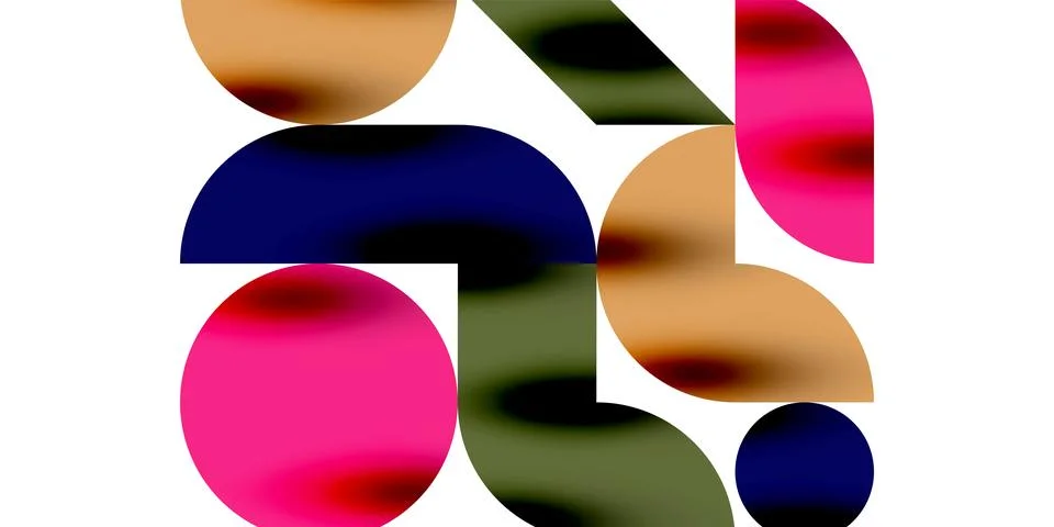 Tech minimal circular shapes geometric art. Vector modern circles Stock Illustration
