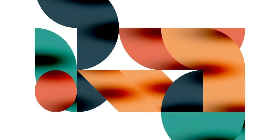 Tech minimal circular shapes geometric art. Vector modern circles Illustrazione stock