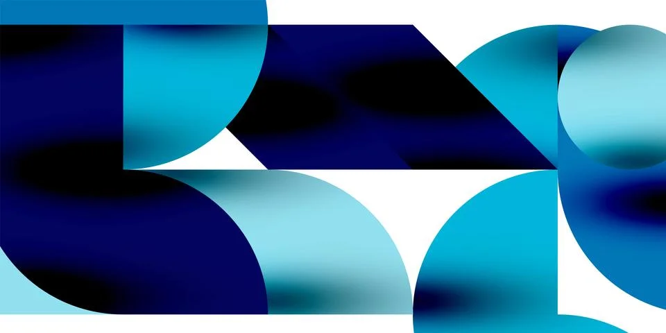 Tech minimal circular shapes geometric art. Vector modern circles Illustrazione stock