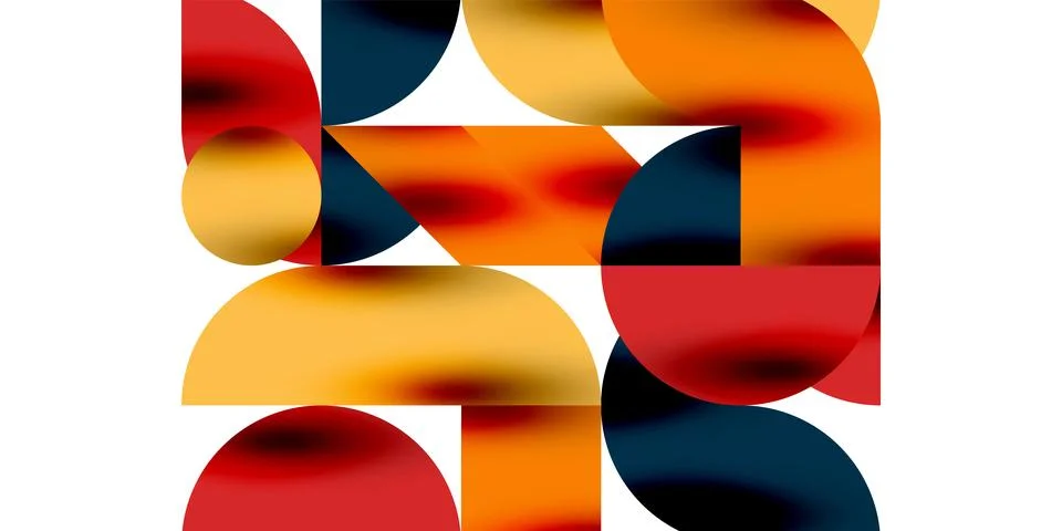 Tech minimal circular shapes geometric art. Vector modern circles Illustrazione stock