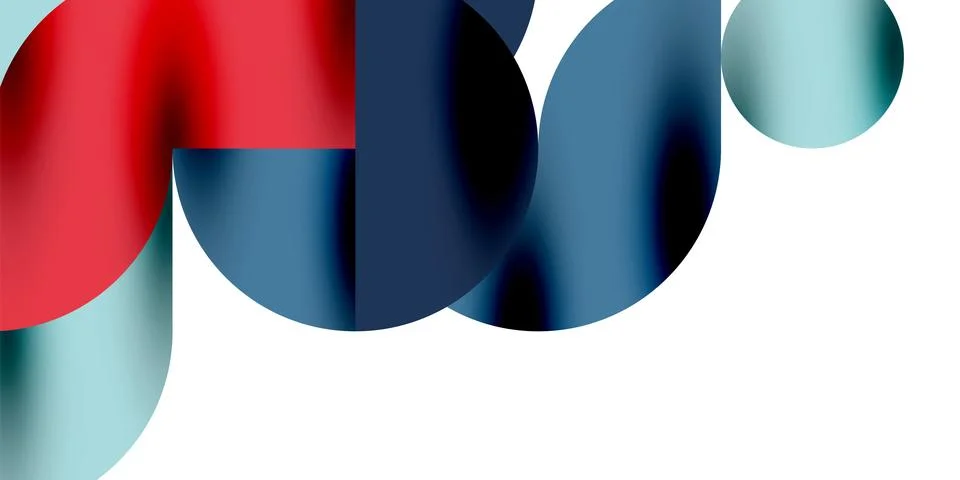 Tech minimal circular shapes geometric art. Vector modern circles Illustrazione stock