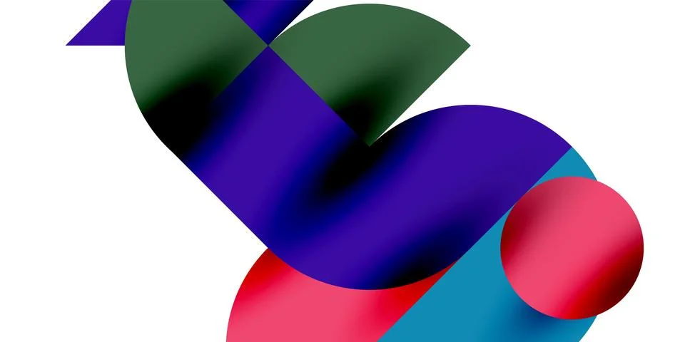 Tech minimal circular shapes geometric art. Vector modern circles Illustrazione stock