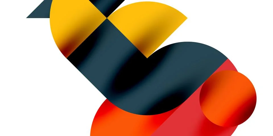 Tech minimal circular shapes geometric art. Vector modern circles Illustrazione stock