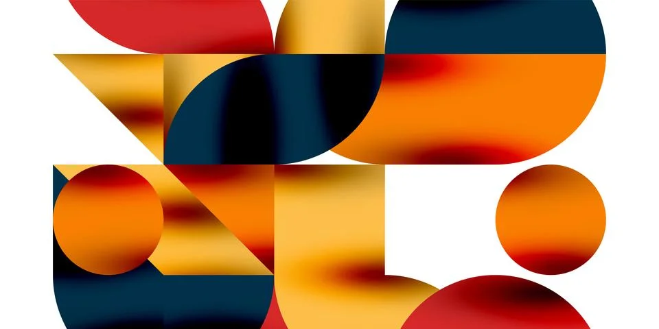 Tech minimal circular shapes geometric art. Vector modern circles Stock Illustration