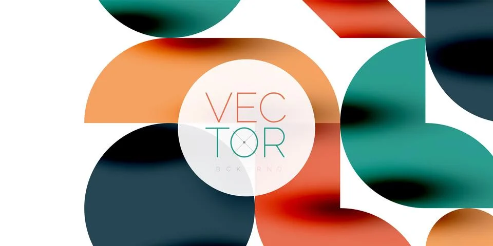 Tech minimal circular shapes geometric art. Vector modern circles 스톡 일러스트