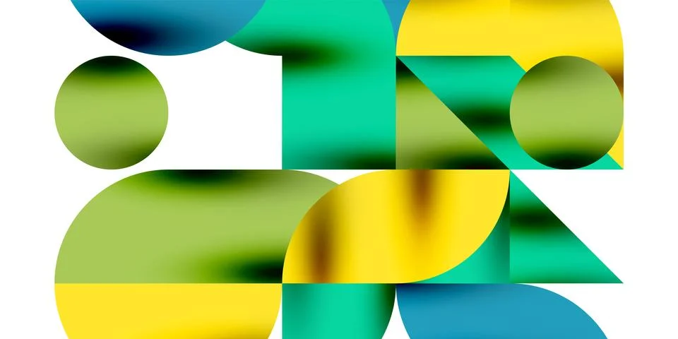 Tech minimal circular shapes geometric art. Vector modern circles Stock Illustration